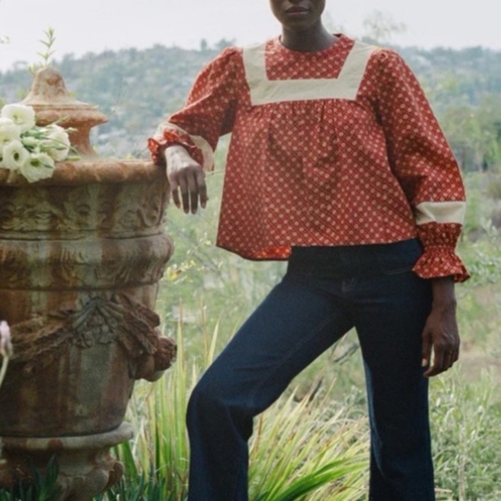 Christy Dawn Red and Cream Blouse